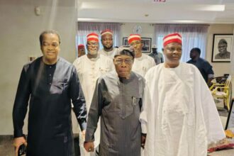 PICTORIAL: Obasanjo hosts Kwankwaso, Donald Duke in Ogun