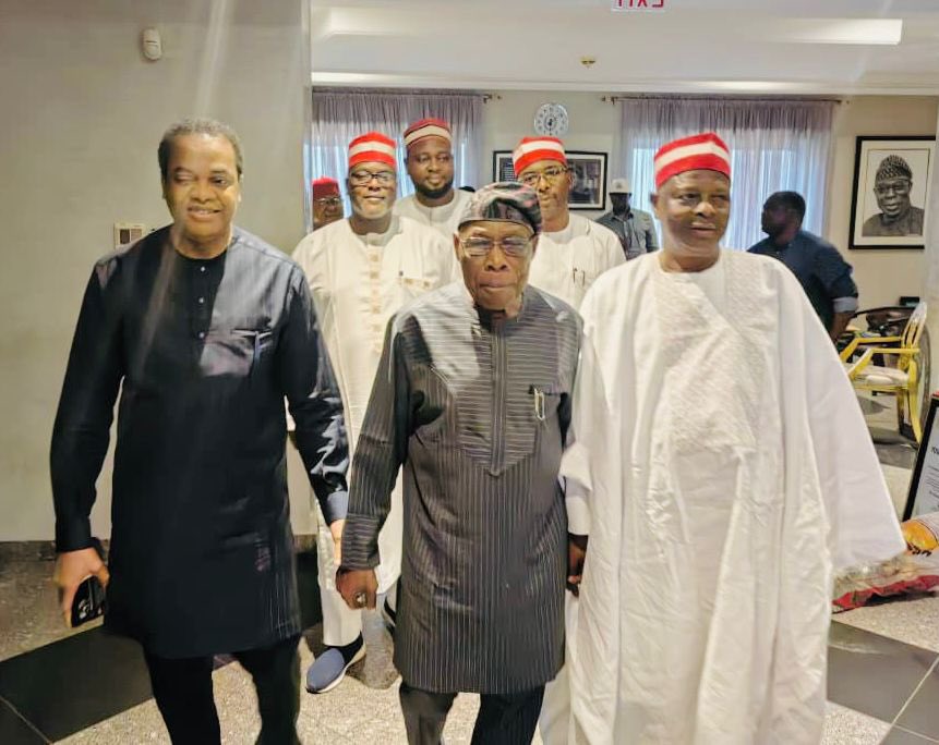 PICTORIAL: Obasanjo hosts Kwankwaso, Donald Duke in Ogun