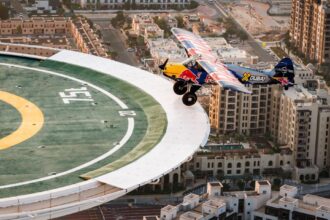 Pilot makes history after landing on top of a 56-story hotel