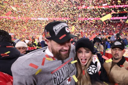 Taylor Swift and Travis Kelce celebrate Chiefs’ AFC Championship win: All the pics from the post-game ceremony