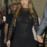 Taylor Swift wears little black dress for double date with Travis Kelce, Patrick and Brittany Mahomes in New Orleans