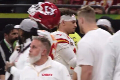 Hear Patrick Mahomes and Travis Kelce’s emotional sideline exchange after brutal Super Bowl 2025 loss