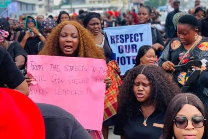 PHOTOS: Protest rocks Rivers as women ask Tinubu to ‘Bring Back Our Fubara’