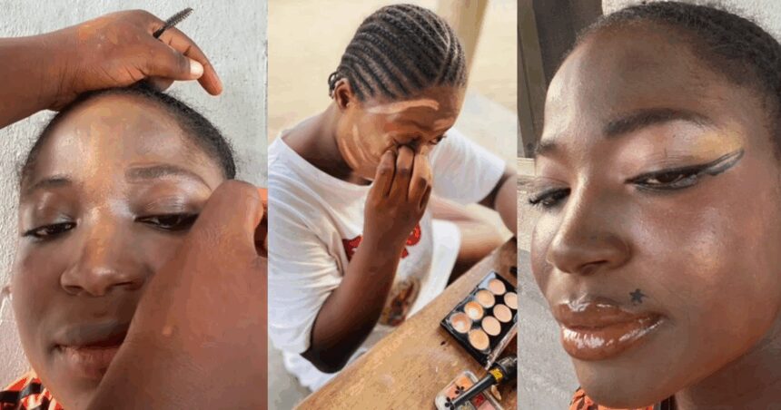 “Just carry agbo jejedi for head dey hawk” – Lady becomes her sister’s first model after watching make-up tutorials online (VIDEO)