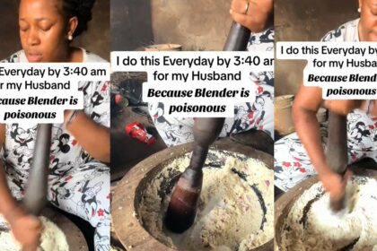 “Blender is not good for human consumption” – Virtuous woman shares how she prepares ‘akara’ for her husband daily at 3:40 am (WATCH)