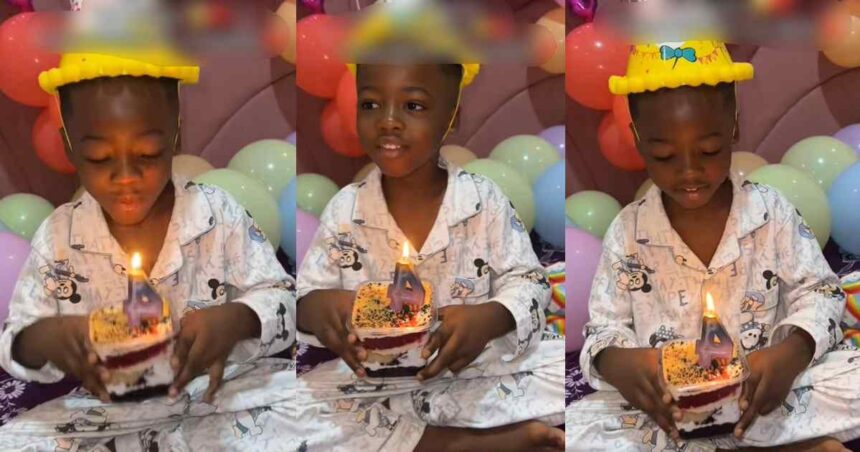 “I’ll give you next year” – Nigerian mum shares the adorable moment her 4-year-old son requested a baby sister as his birthday gift (WATCH)