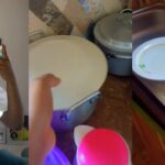 “She don experience water scarcity for her house” – Lady sh0cked to find kitchen utensils filled with water after asking friend for help (WATCH)