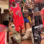 “I no know say na my village people uniform” – Lady feels ashamɘd to see individuals wearing the same matching jersey as her at the village market (VIDEO)