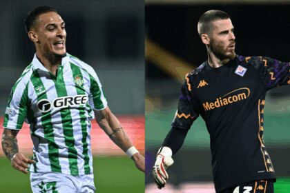 Antony ‘owns’ David de Gea again! Real Betis star curls home beautiful free-kick against ex-Man Utd team-mate before setting up decisive goal against Fiorentina as Spanish side set up Conference League final clash with Chelsea