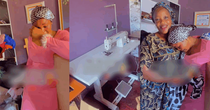 Lady receives her dream sewing machine as a birthday gift from her mum (WATCH)