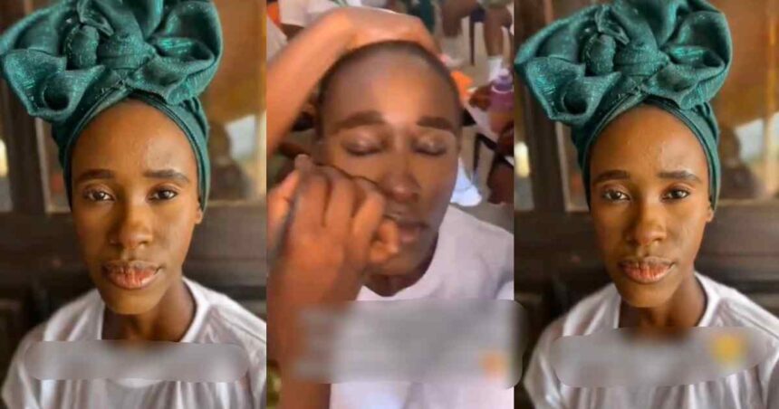 “Na so free thing Dey be” – Corps member reveals the outcome of a makeover done on her face by a first-timer taking SAED lessons (WATCH)