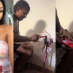 Lady strúggles to switch on her standing fan after her friend complained of heat (WATCH)
