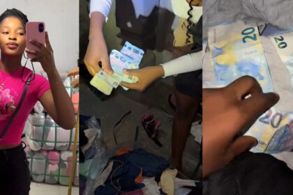 Businesswoman discovers 100 euros hidden among used clothes in an okirika bale (WATCH)