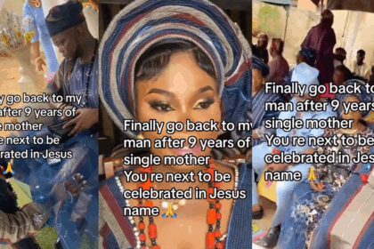 “I finally returned to my man” – Nigerian woman ties the knot with her baby’s daddy after 9 years of being a single mother (VIDEO)