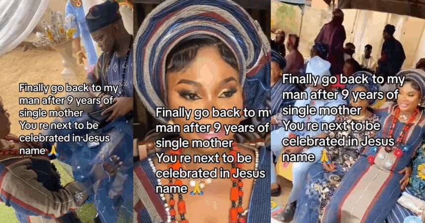 “I finally returned to my man” – Nigerian woman ties the knot with her baby’s daddy after 9 years of being a single mother (VIDEO)