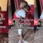 “Someone must fall asleep and is definitely not me” – Toddler reciprocates gentle touch, pats big brother to sleep (WATCH)
