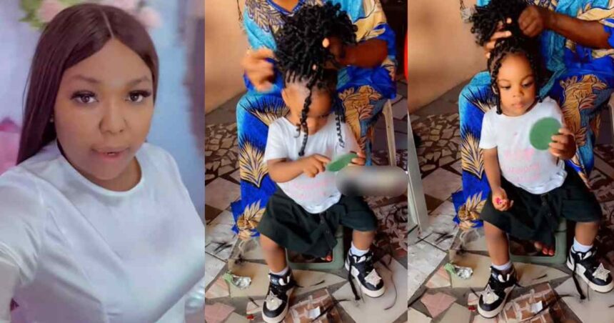 “Na beauty queen you born” – Woman stúnned by her 2-year-old daughter’s composure while making her graduation hair (VIDEO)