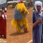 “Why my own things dey always different” – Lady lamɘnts as her boyfriend wears a masquerade costume while his fellow male corpers represent their platoon in royal attire at the NYSC cultural festival (VIDEO)