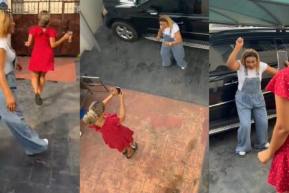 “Why are you always putting my mum on TikTok?” – Man asks his girlfriend after observing her closeness with his mum during a video shoot (WATCH)