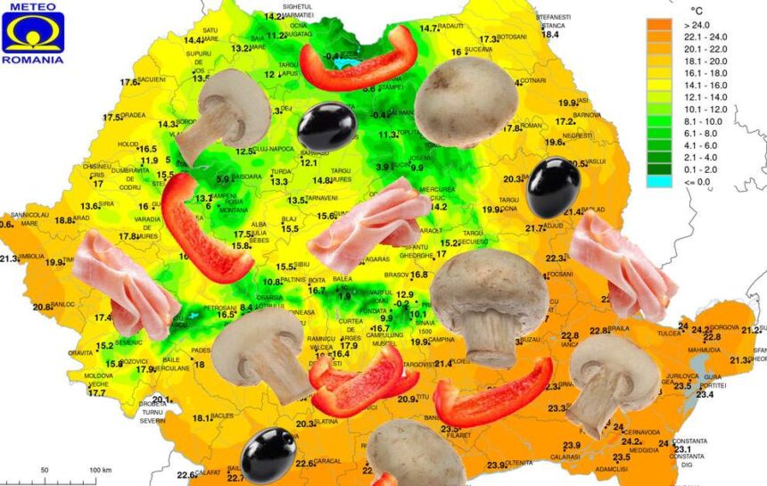 ANM anunţă vreme capricciosa în România. Va ploua cu şuncă, ciuperci, măsline şi ardei gras