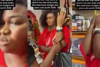 CTV Captures Woman Stealing Bone Straight and Pixie Wig Worth ₦300K