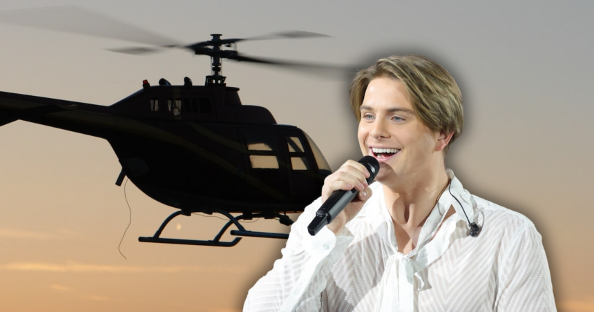 Mit dem Heli zum Auftritt: Vincent Gross fliegt zum “Schlagerbooom”