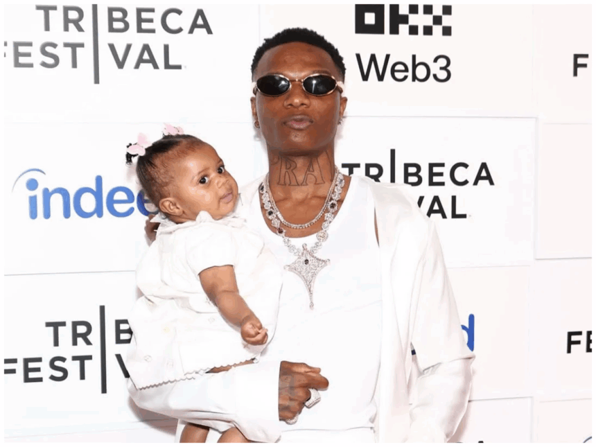 VIDEO: Wizkid steps out with daughter for her first public appearance at Tribeca Festival
